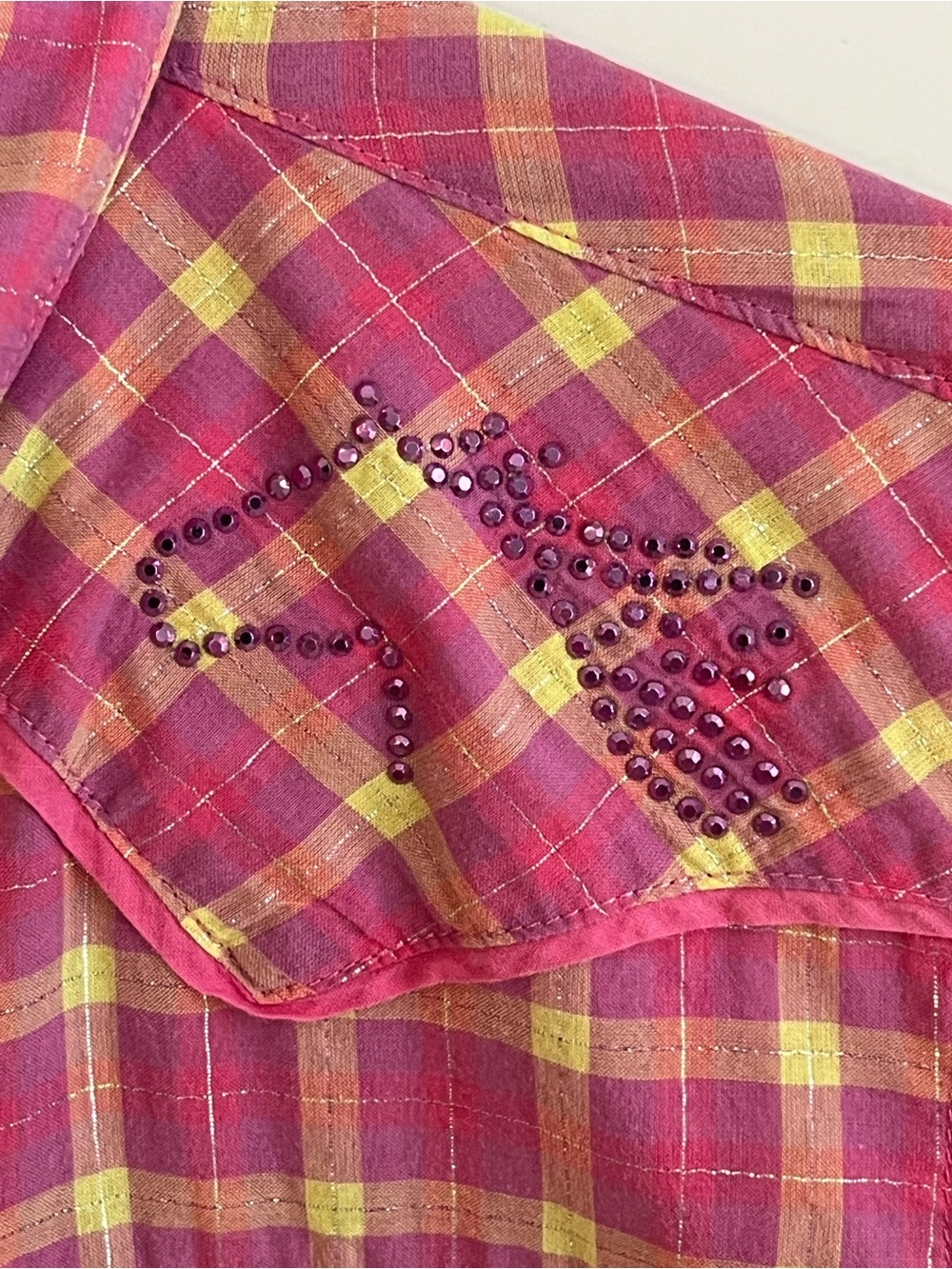 Wrangler Girls Pink, Yellow Plaid Cowgirl Western Shirt Rhinestone
Horses XL/12 - Picture 7 of 15